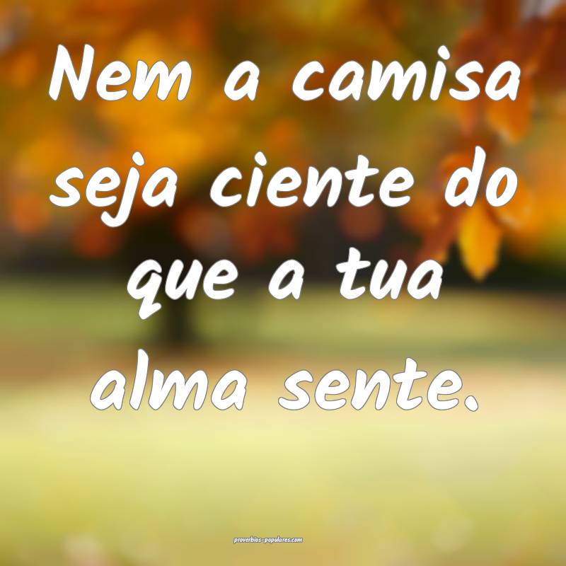 Nem a camisa seja ciente do que a tua alma sente.
 ...