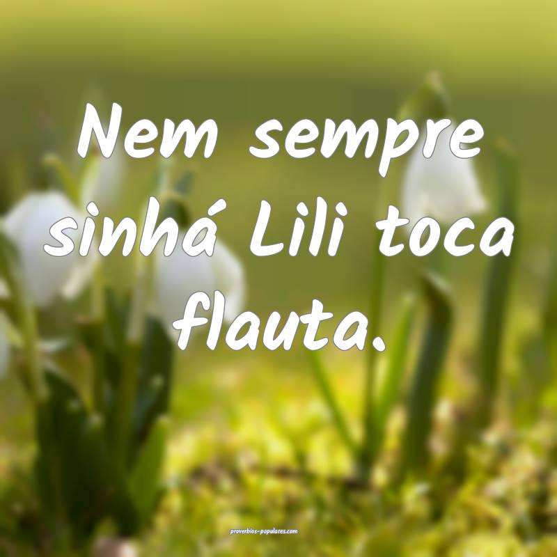Nem sempre sinhá Lili toca flauta.
...
