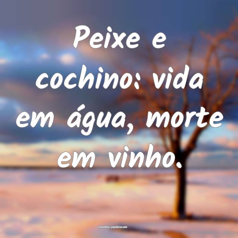 Peixe e cochino: vida em água, morte em vinho.
...