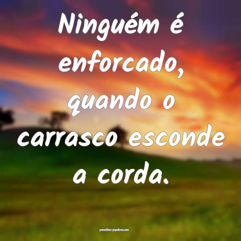 Ninguém é enforcado, quando o carrasco esconde a corda.
...