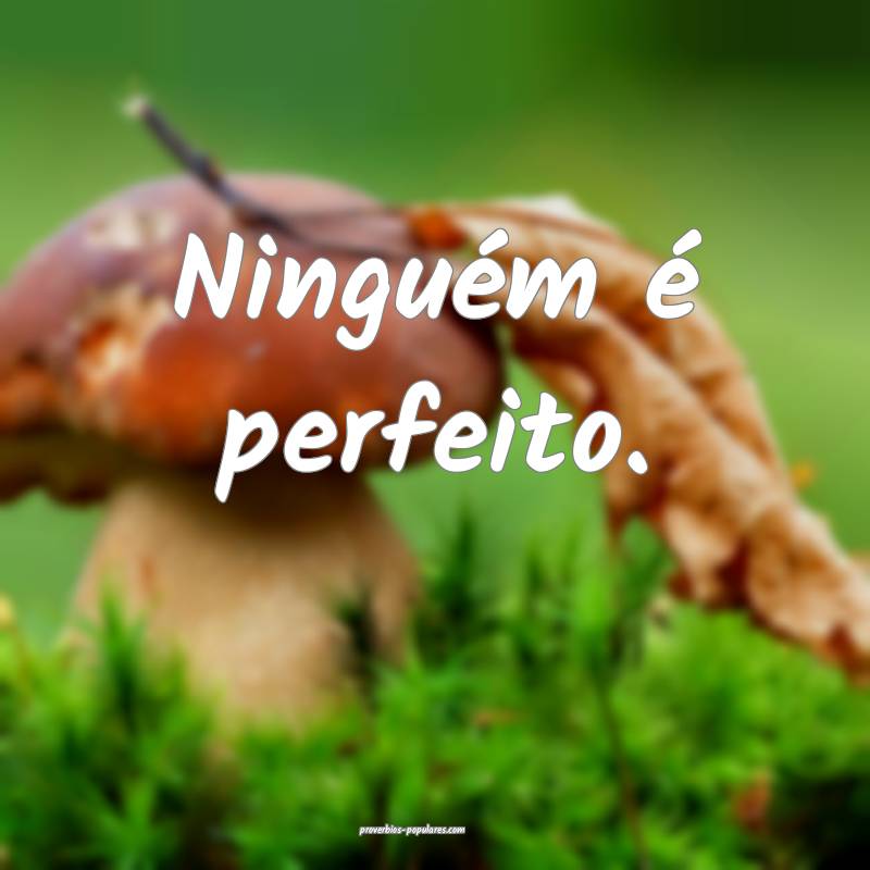Ninguém é perfeito.
...