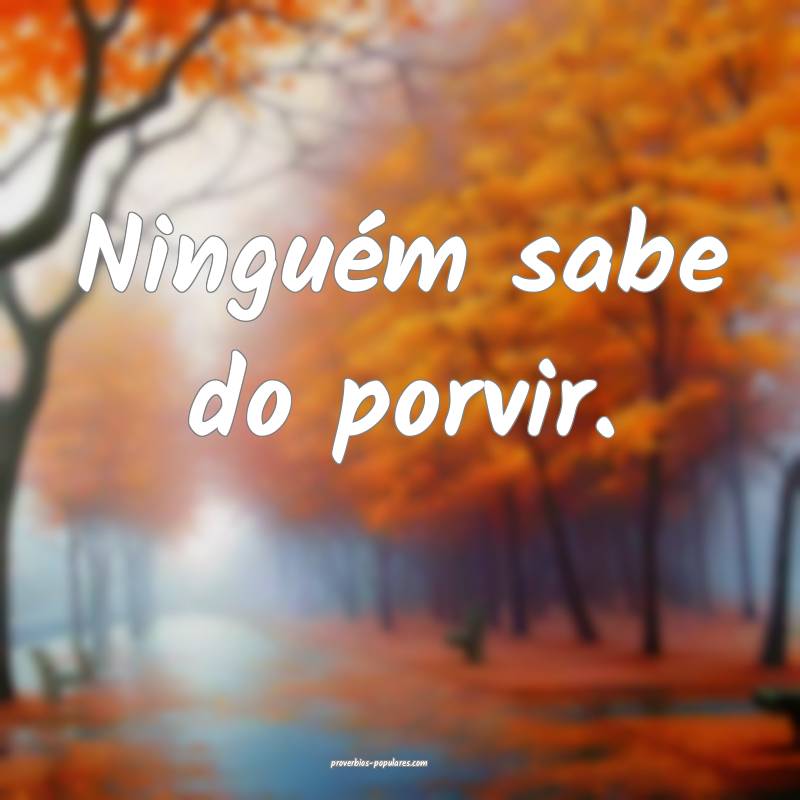 Ninguém sabe do porvir.
 ...