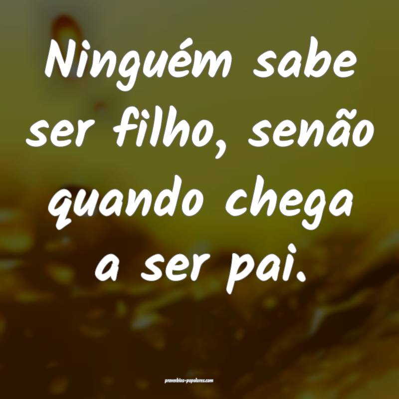 Ninguém sabe ser filho, senão quando chega a ser pai.
...