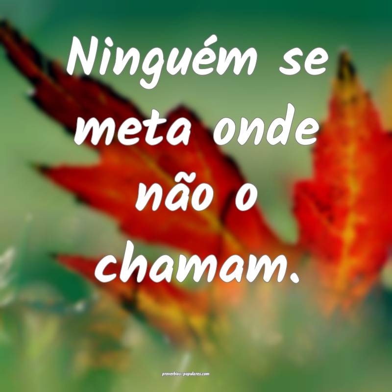 Ninguém se meta onde não o chamam.
...