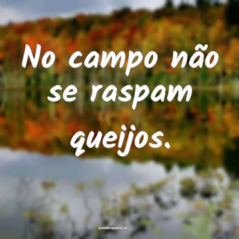 No campo não se raspam queijos.
...