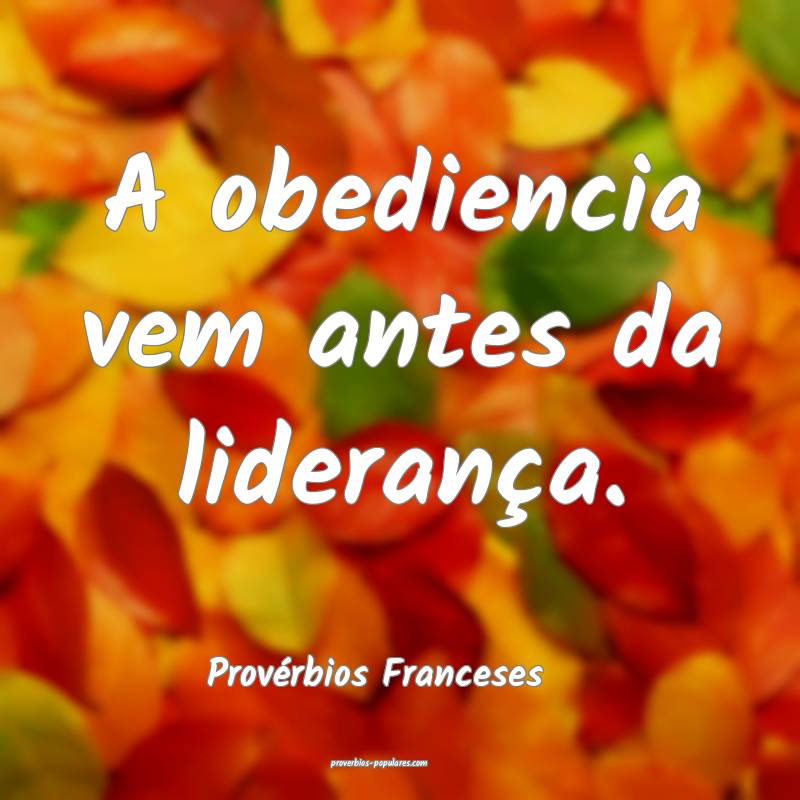 A obediencia vem antes da liderança.
...