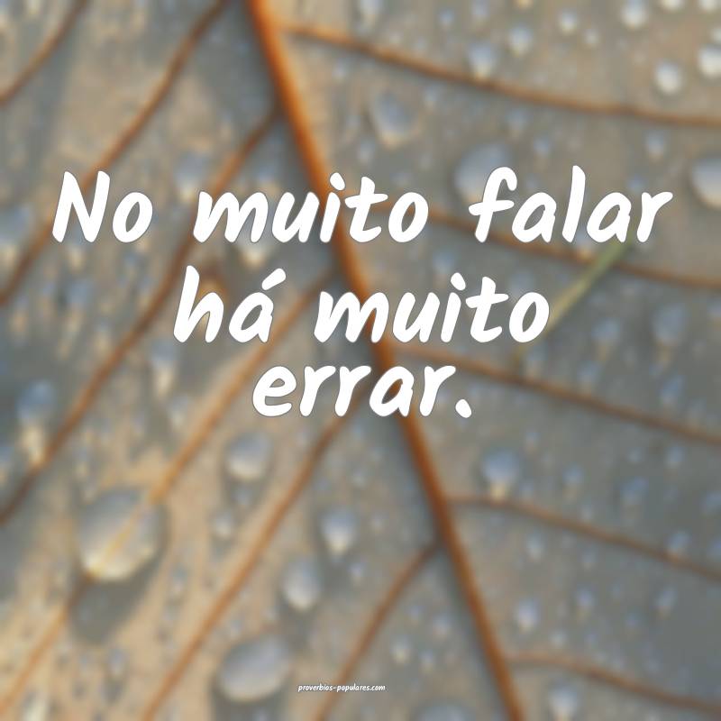 No muito falar há muito errar.
...