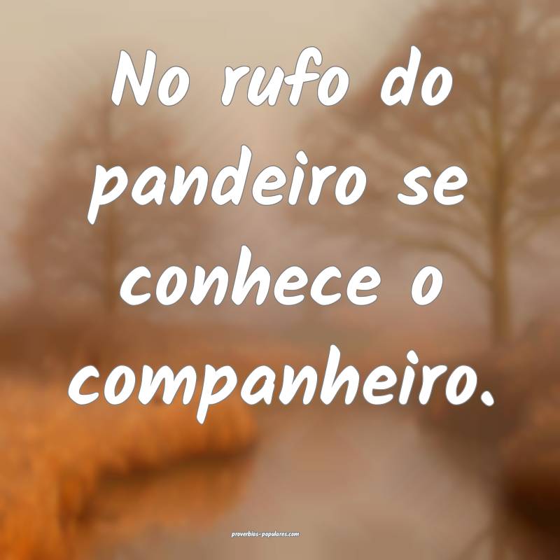 No rufo do pandeiro se conhece o companheiro.
...
