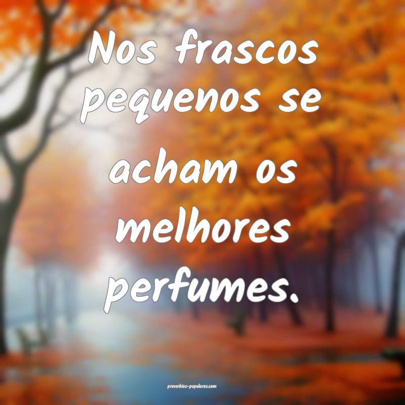 Nos frascos pequenos se acham os melhores perfumes ...