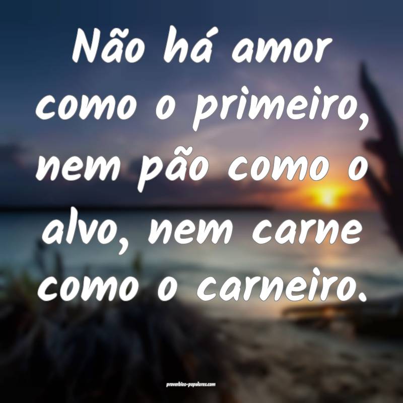 Não há amor como o primeiro, nem pão como o alvo, nem carne como o ...