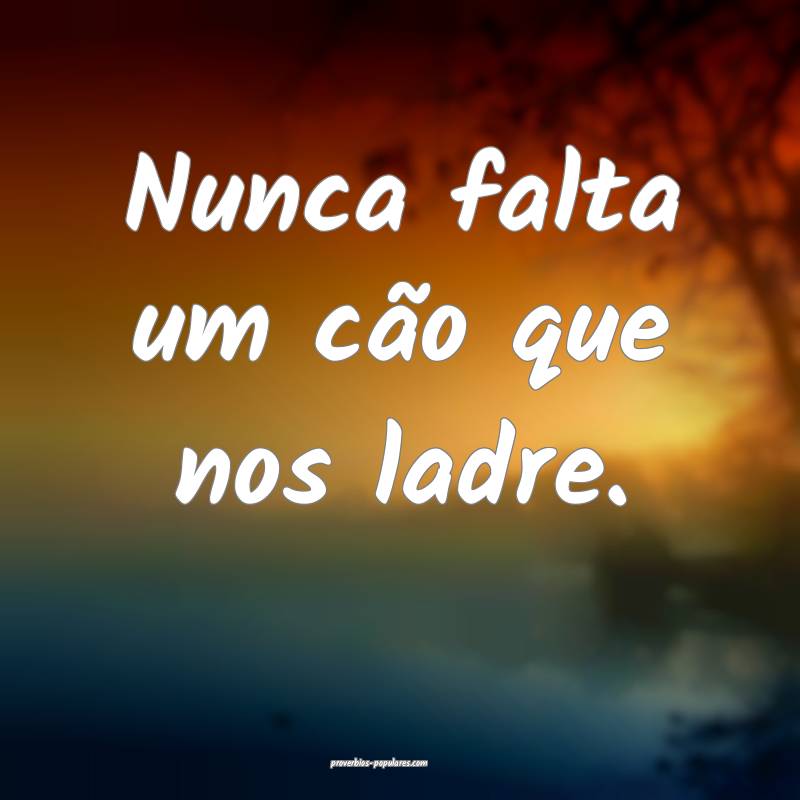 Nunca falta um cão que nos ladre.
...