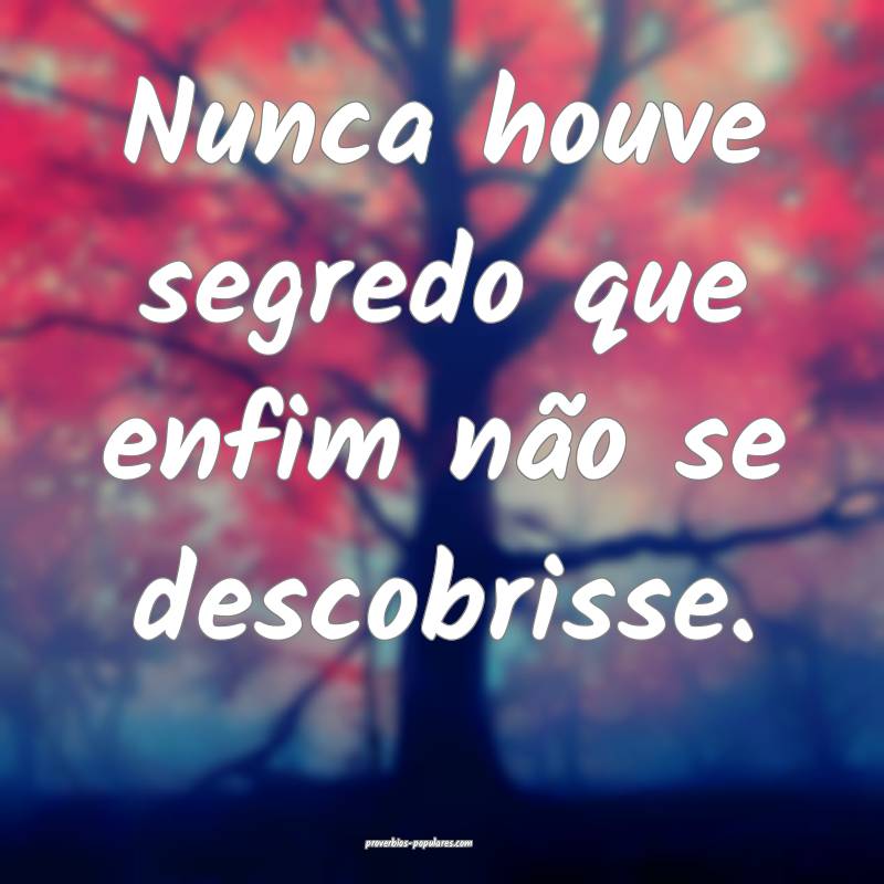 Nunca houve segredo que enfim não se descobrisse.
...