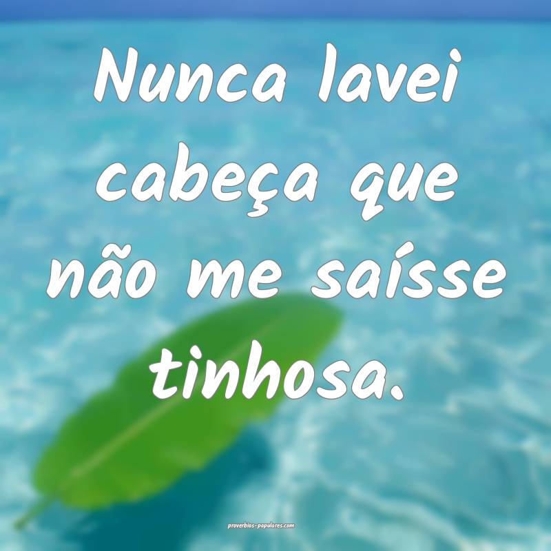 Nunca lavei cabeça que não me saísse tinhosa.
...