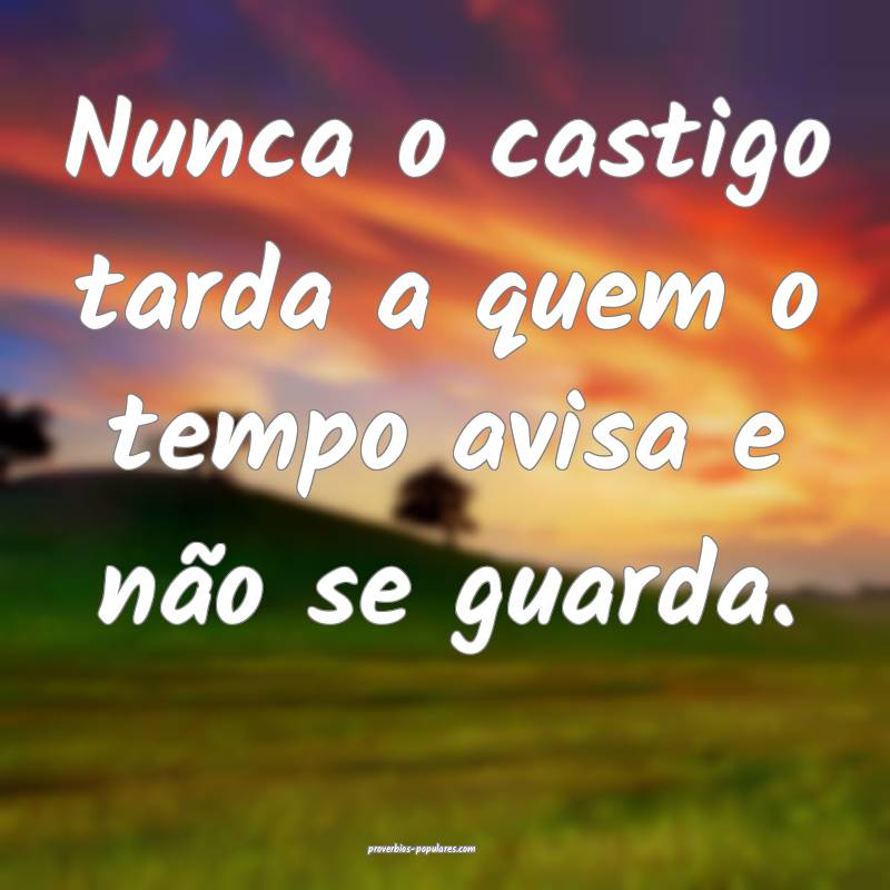 Nunca o castigo tarda a quem o tempo avisa e não se guarda.
...