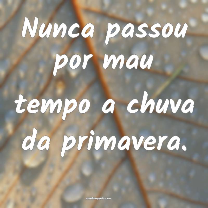 Nunca passou por mau tempo a chuva da primavera.
...