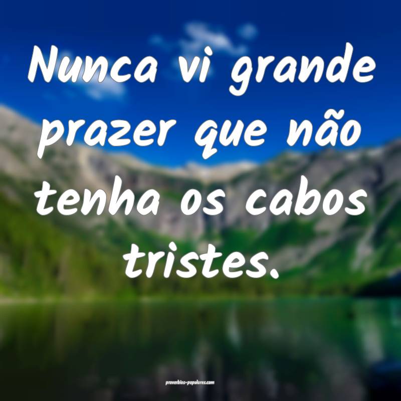 Nunca vi grande prazer que não tenha os cabos tristes.
...