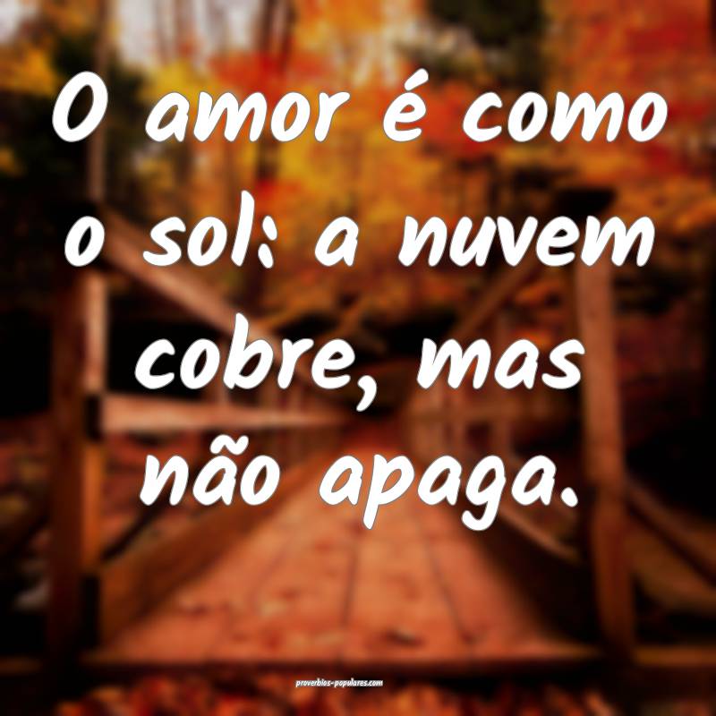 O amor é como o sol: a nuvem cobre, mas não apaga.
...