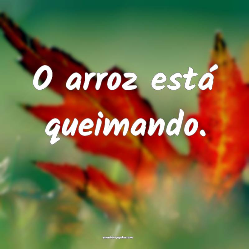 O arroz está queimando.
...