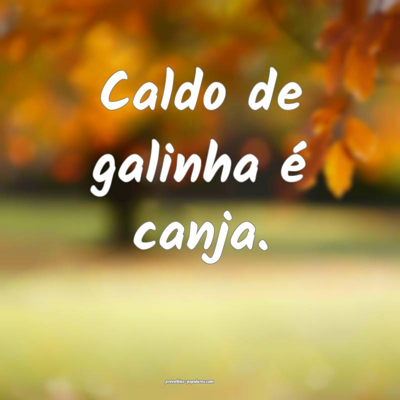 Caldo de galinha é canja.
...