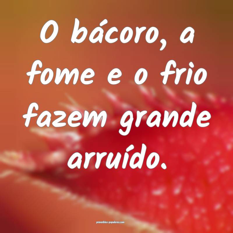 O bácoro, a fome e o frio fazem grande arruído.
...