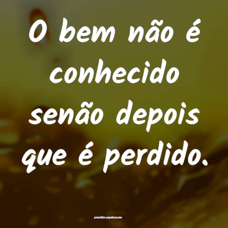 O bem não é conhecido senão depois que é perdido.
...