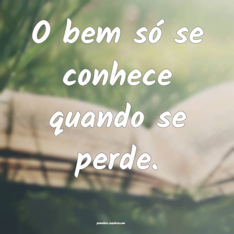 O bem só se conhece quando se perde.
...