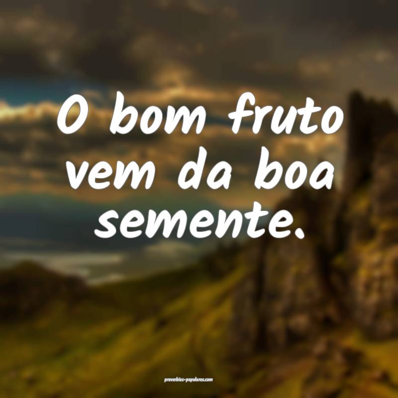 O bom fruto vem da boa semente.
...