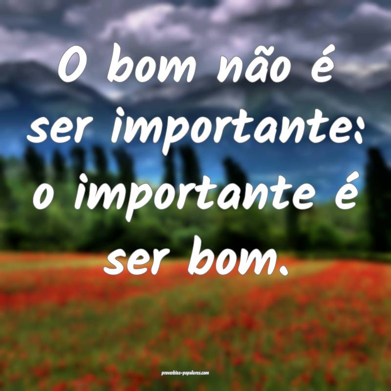 O bom não é ser importante: o importante é ser  ...