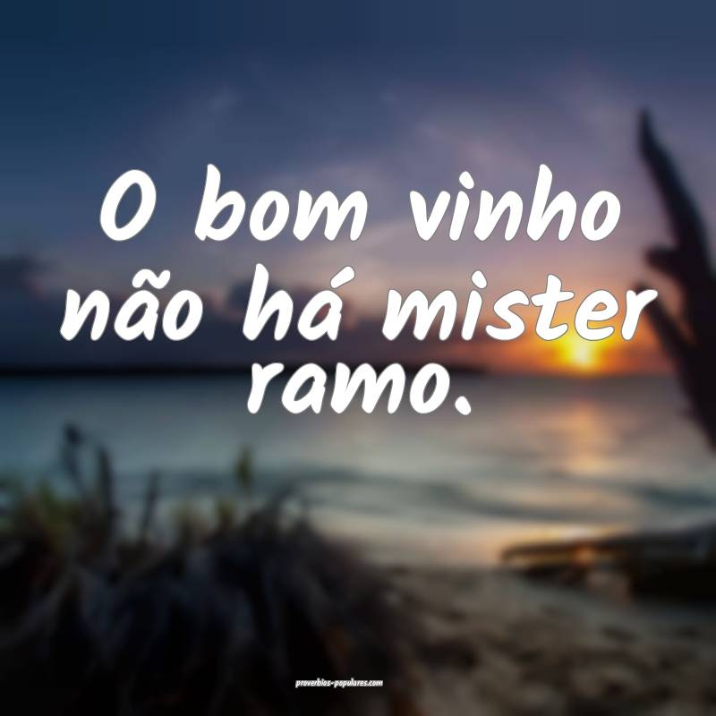 O bom vinho não há mister ramo.
...