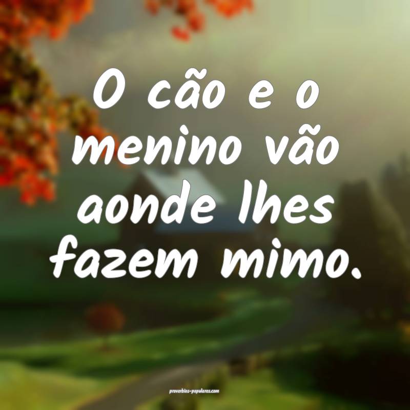 O cão e o menino vão aonde lhes fazem mimo.
 ...