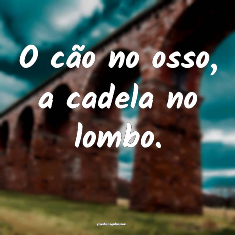 O cão no osso, a cadela no lombo.
 ...