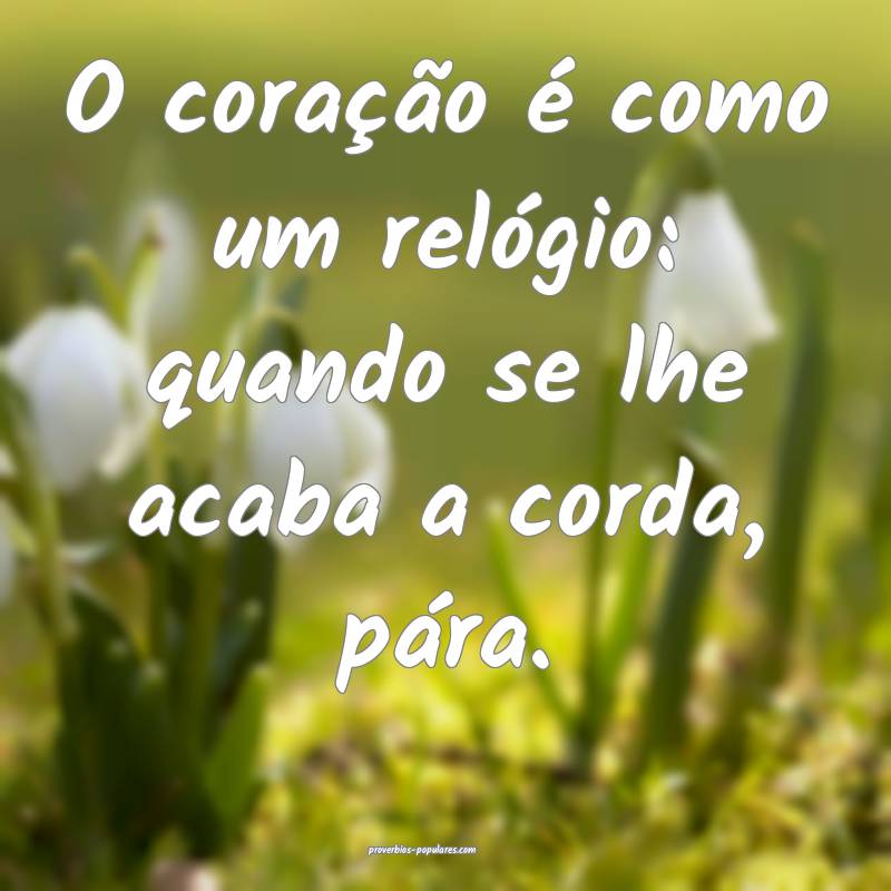 O coração é como um relógio: quando se lhe acaba a corda, pára.
...