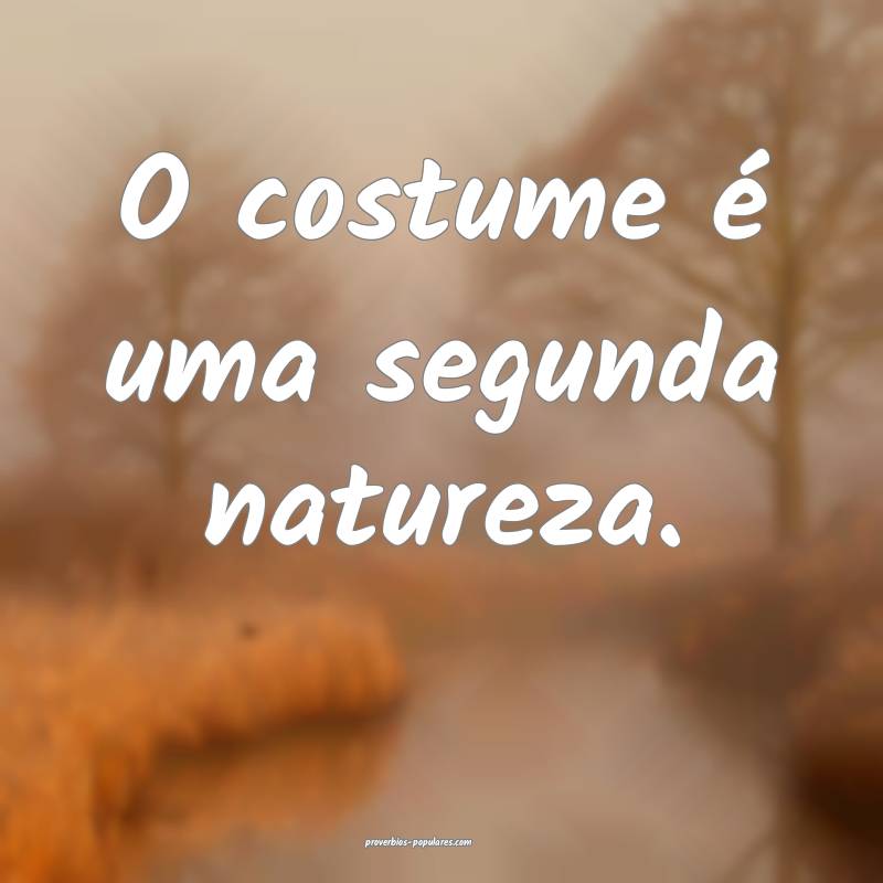 O costume é uma segunda natureza.
...