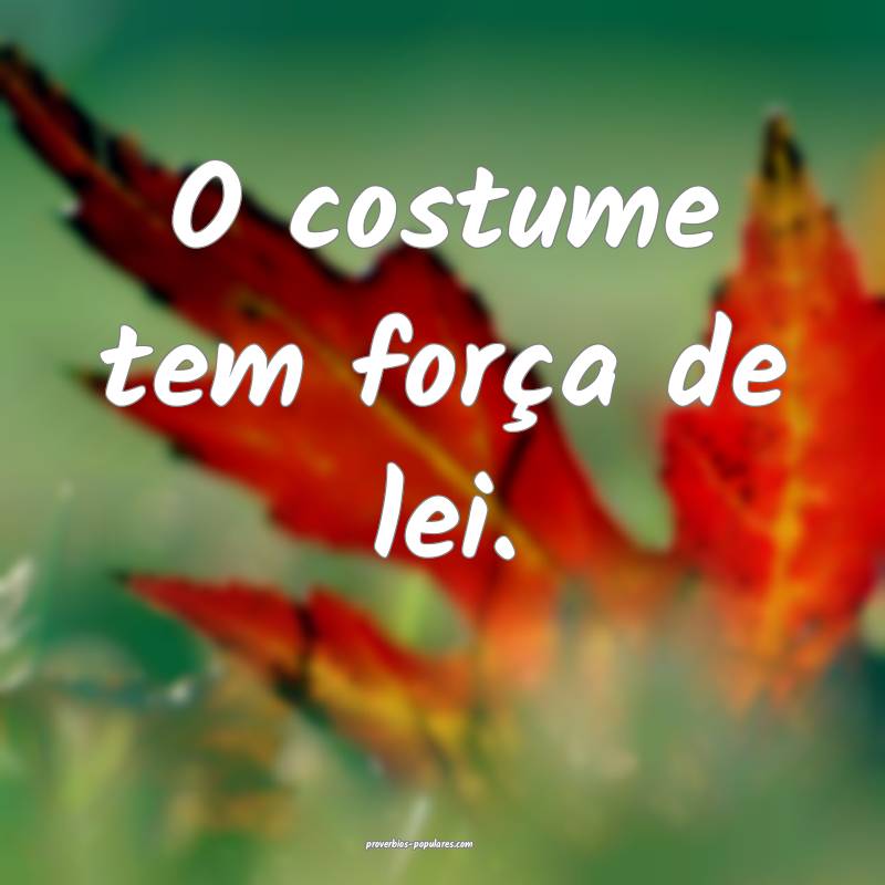 O costume tem força de lei.
 ...