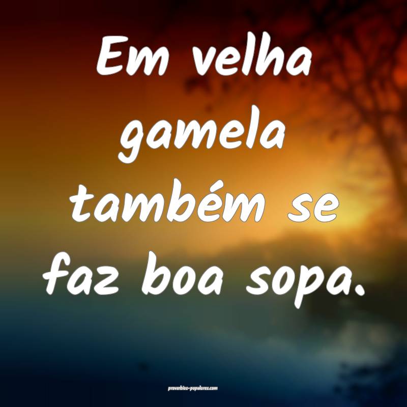 Em velha gamela também se faz boa sopa.
 ...