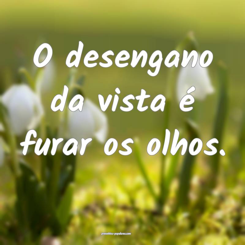O desengano da vista é furar os olhos.
...
