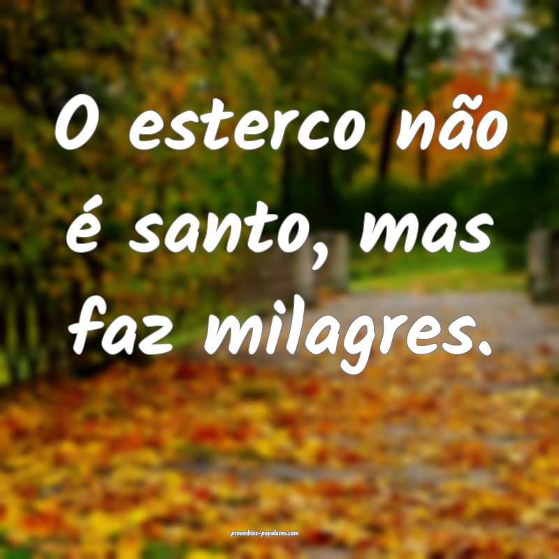 O esterco não é santo, mas faz milagres.
 ...