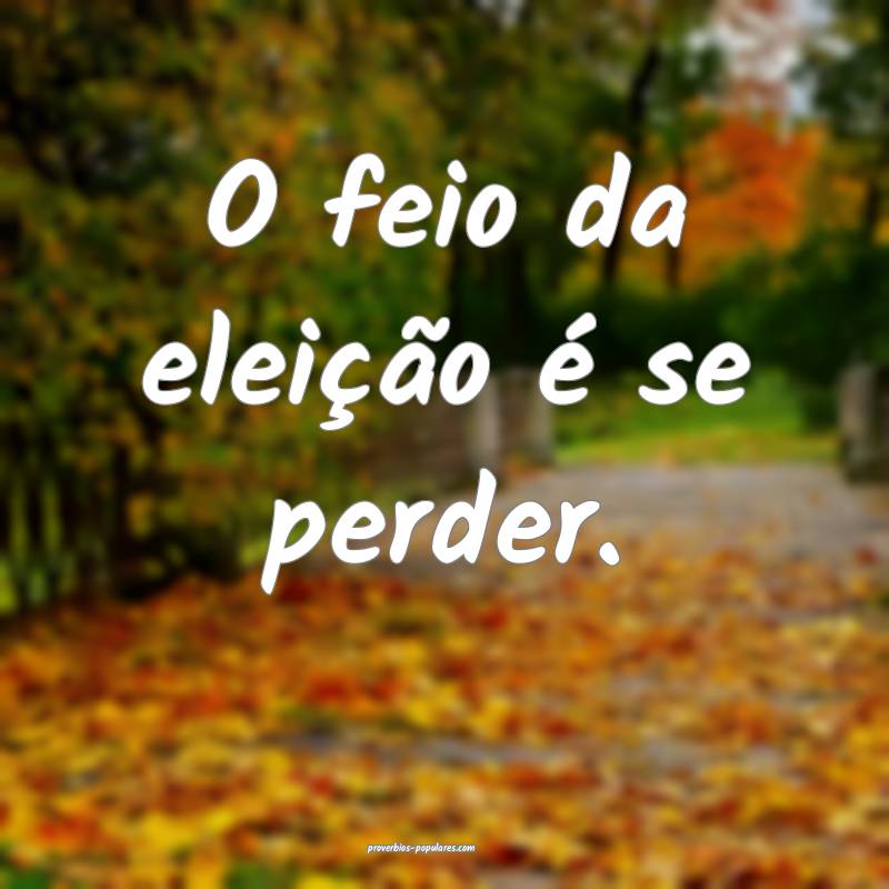 O feio da eleição é se perder.
...