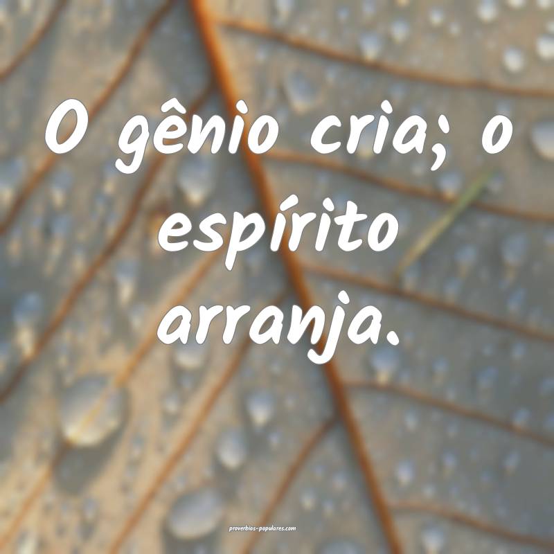 O gênio cria; o espírito arranja.
...