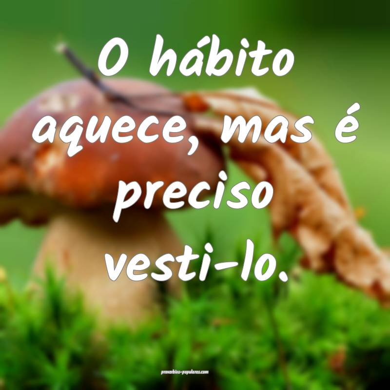 O hábito aquece, mas é preciso vesti-lo.
 ...