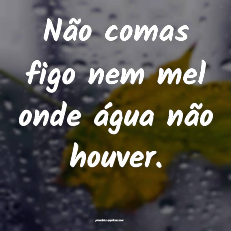 Não comas figo nem mel onde água não houver.
...