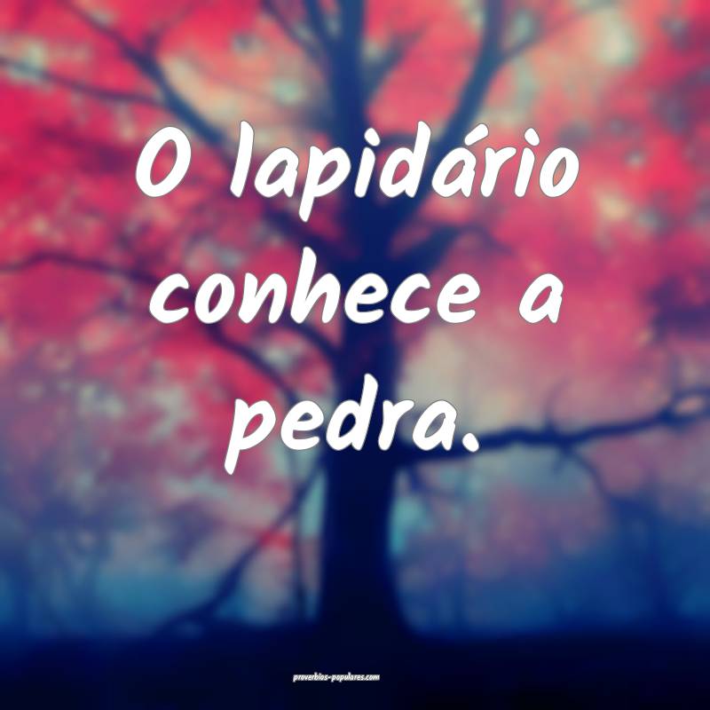 O lapidário conhece a pedra.
 ...