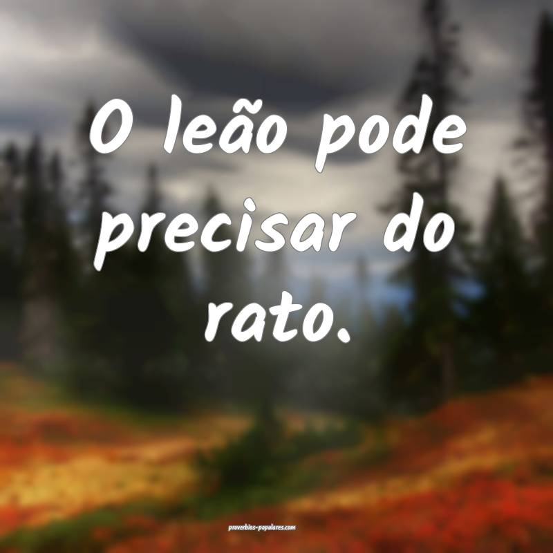 O leão pode precisar do rato.
...