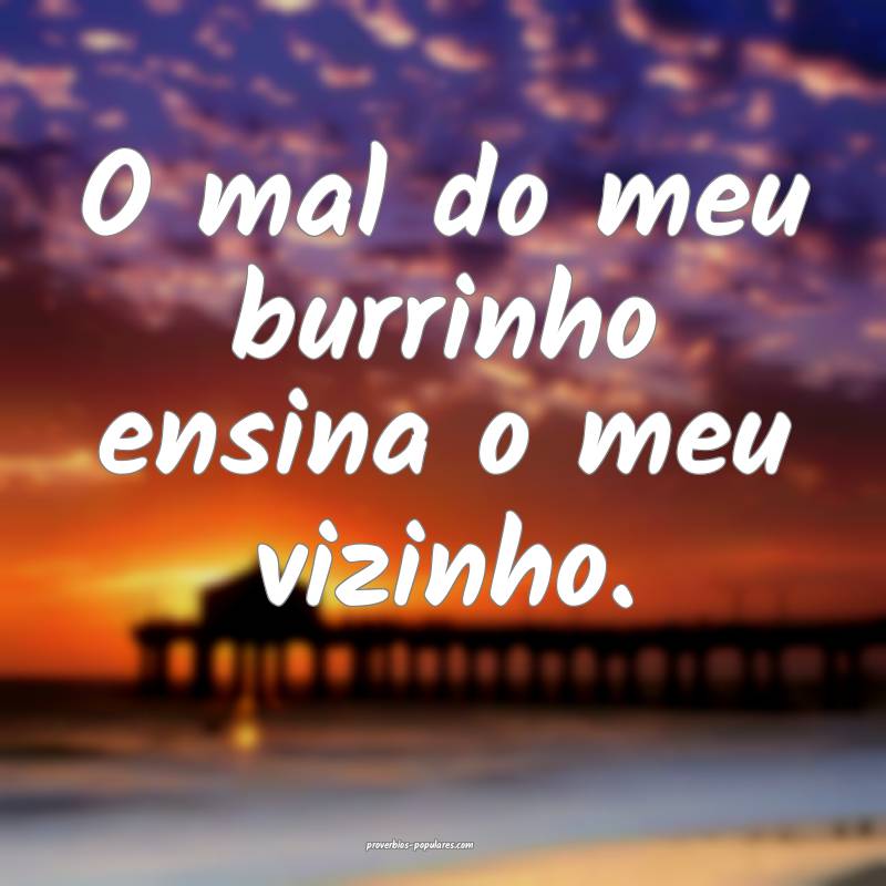 O mal do meu burrinho ensina o meu vizinho.
...