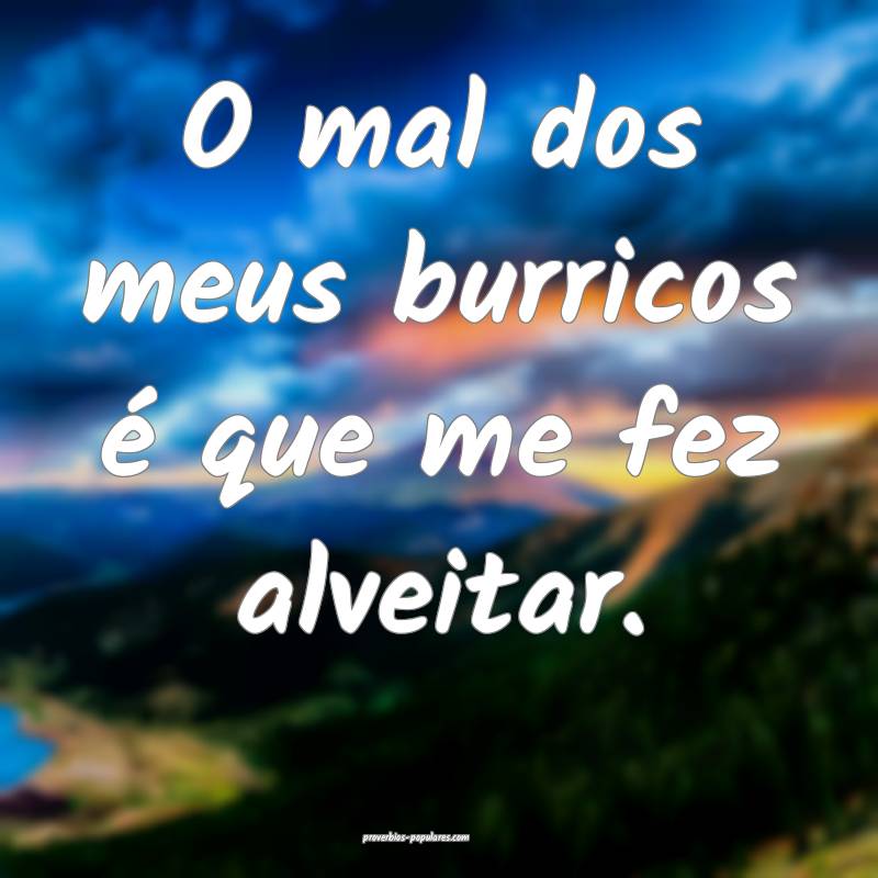 O mal dos meus burricos é que me fez alveitar.
...