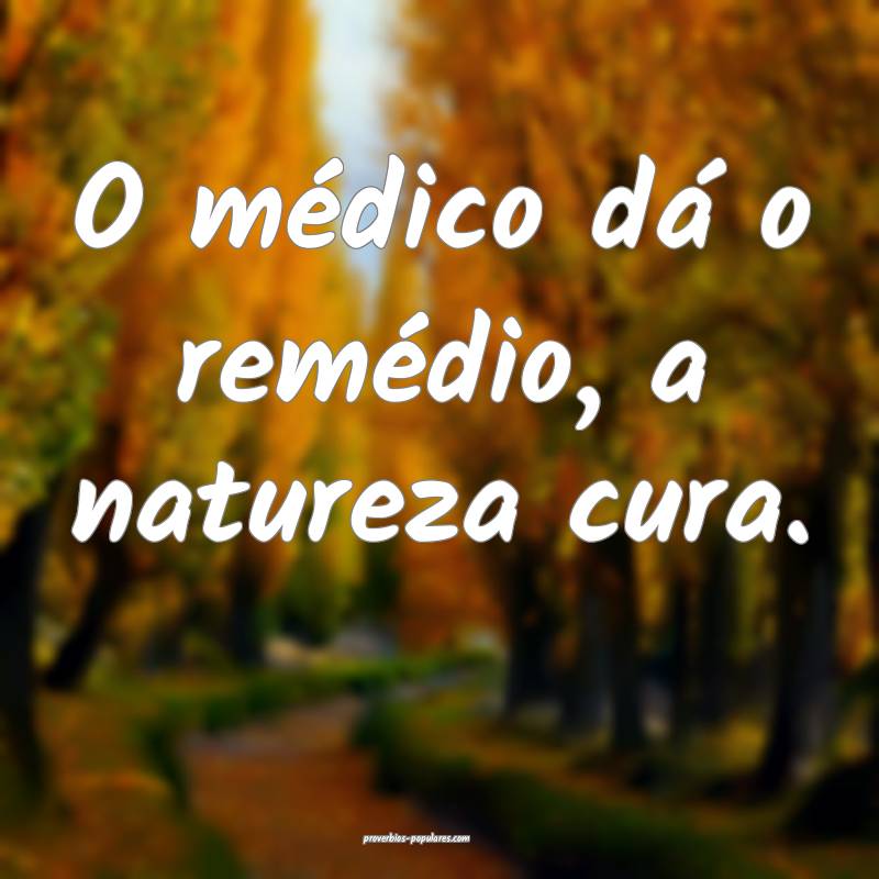 O médico dá o remédio, a natureza cura.
...