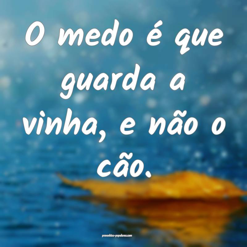 O medo é que guarda a vinha, e não o cão.
...