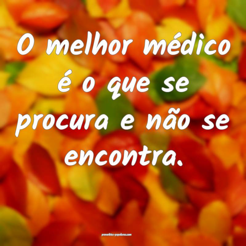 O melhor médico é o que se procura e não se enc ...