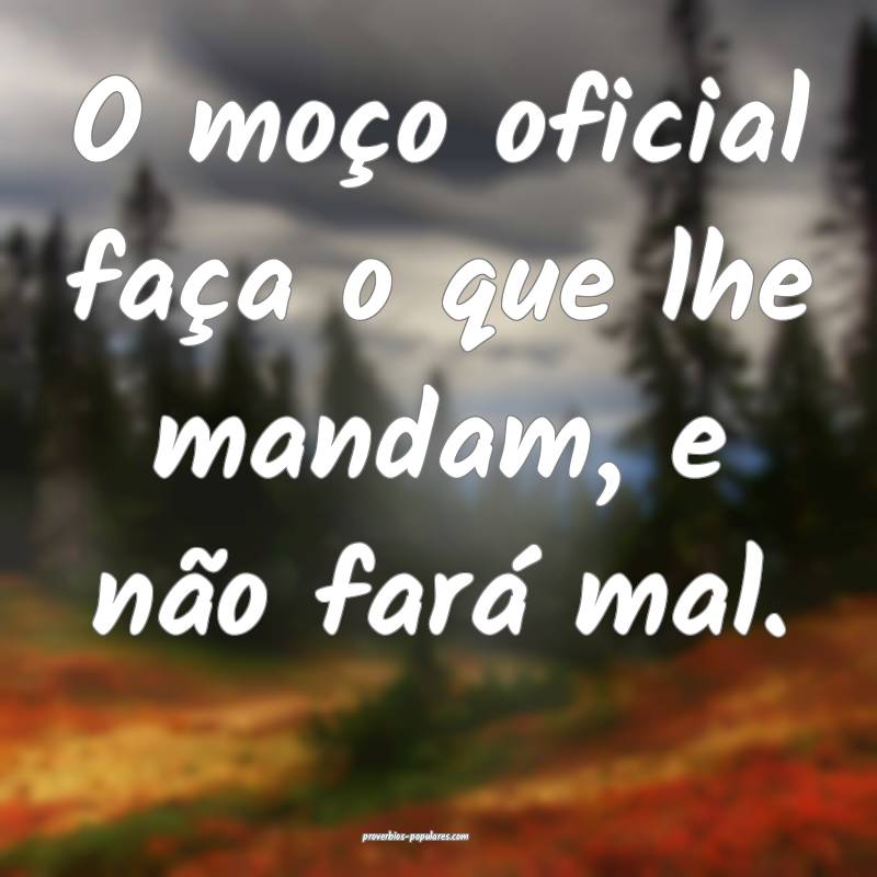 O moço oficial faça o que lhe mandam, e não fará mal.
...
