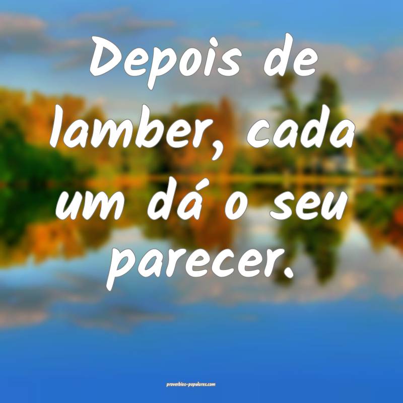 Depois de lamber, cada um dá o seu parecer.
...